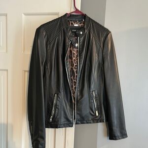 Black Rivet Black Leather Jacket Sleek Fitted Design